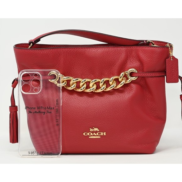 COACH ANDY Crossbody Shoulder Bag Red Apple Leather Chunky Chain CE555 NWT $428 - Picture 8 of 9